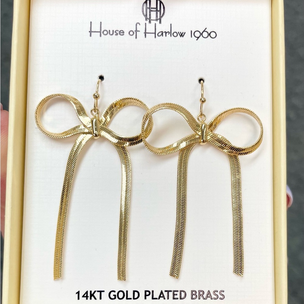 House of Harlow Gold Bow Earrings
